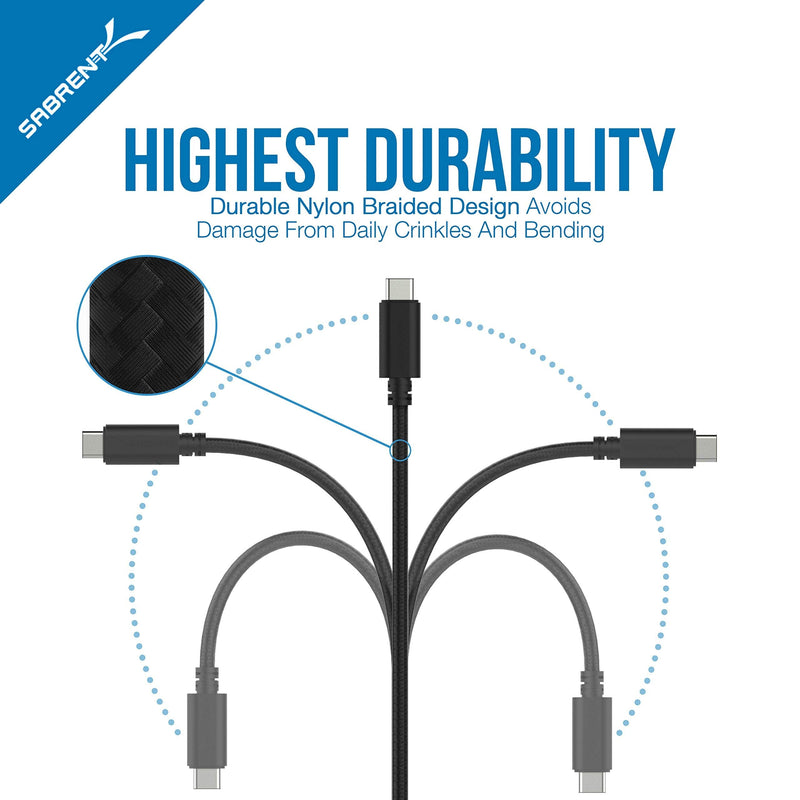 Sabrent 4-Port USB 3.0 Hub + [3-Pack] 22AWG Premium 3ft USB-C to USB A 3.0 Sync and Charge Cables