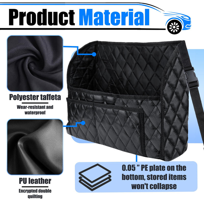 Car Purse Holder Between Seats, Leather Auto Front Seat Handbag Organizer Pocket, Large Capacity Car Net Pocket Handbag Holder, Backseat Barrier Storage Bag for Kids Pet, Fits for Car, Truck, SUV