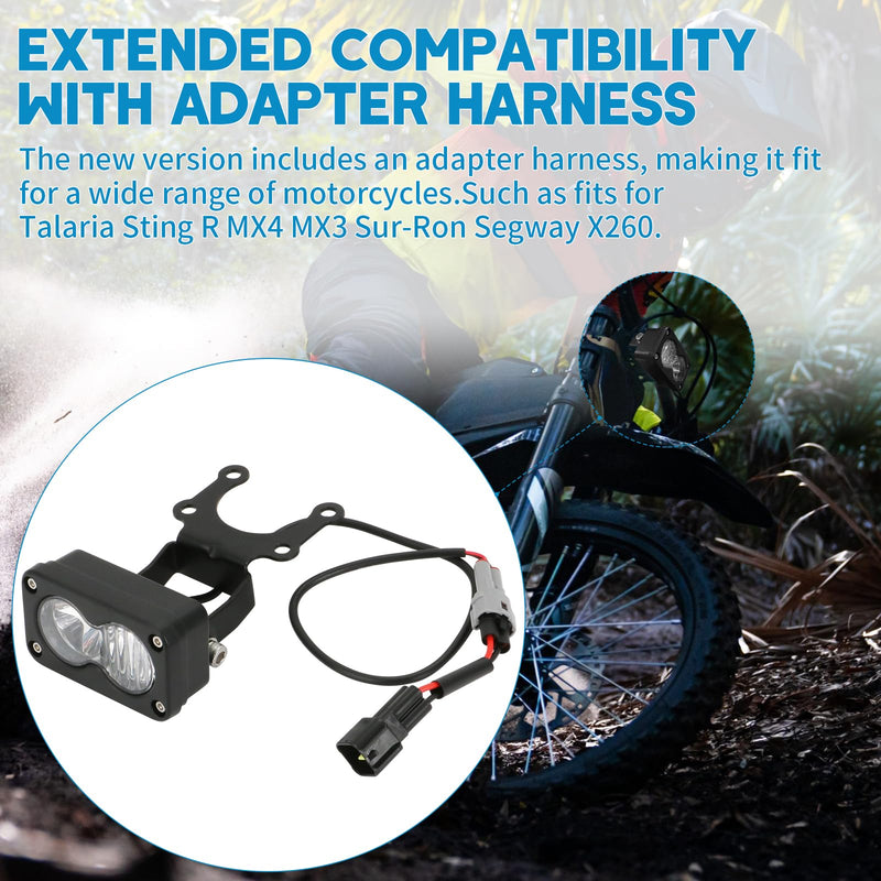 motoparty Upgrade Headlight Kit Fits for Talaria Sting R MX4 Sur-Ron Segway X260, with Adapter Harness, 20W 6000-6500K Upgrade Motorcycle Lights Bars Led Headlamp （3 Inch） Upgrade White