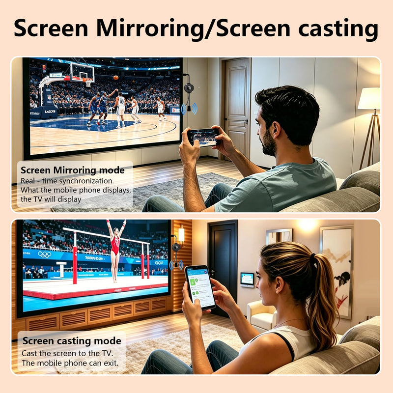 Wireless Display Adapter, 1080P Screen Mirroring Dongle Black