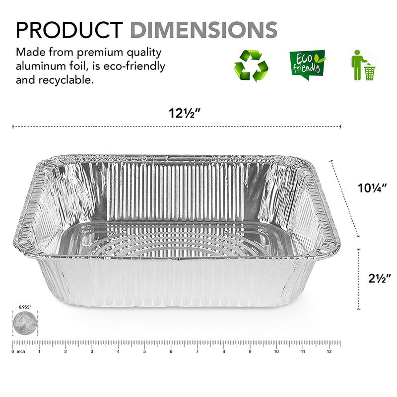 Stock Your Home Aluminum Pans 9x13 Disposable Foil Pans (30 Pack) - Half Size Steam Table Deep Trays - Tin Foil Pans Great for Cooking, Heating, Storing, Prepping Food 30 Pack