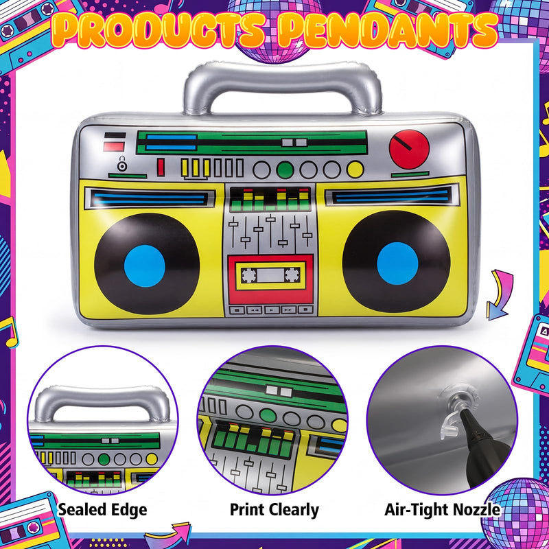 meekoo 10 Pcs Inflatable Boombox Party Decorations, Radio Props Disco | 16.5 Inch 80s 90s Hip Hop Theme Props, Retro Radio Costume Accessories, Rapper Supplies for Photography Backdrop Decor