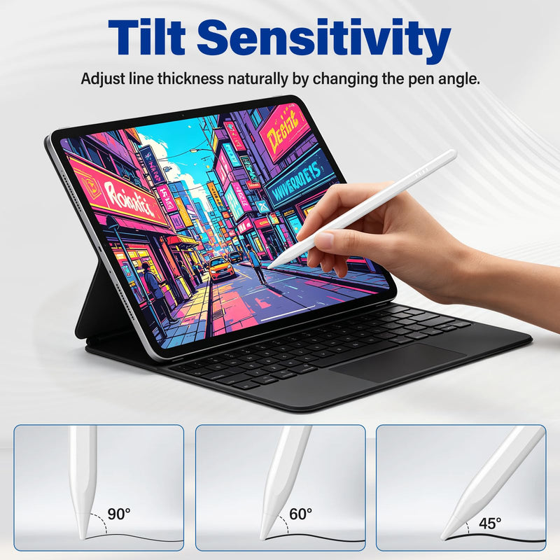 Pencil for Apple iPad 2018–2026 Fast Charge Palm Rejection, Magnetic Attachment, Tilt Sensitive Precision Stylus Pen for Apple iPad Pro 11"/12.9"/M4, Air 3/4/5/M2/M3/M4, mini 5/6/7 1 Pencil + 2 tips