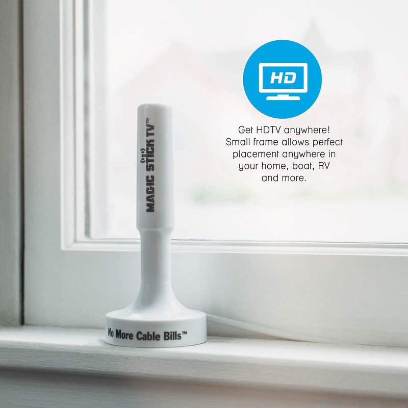 Magic Stick TV MS-50 Model, Signal Booster Antenna for Digital HDTV 1080P HD Channels, 16.5ft Cable, White MS-50 White