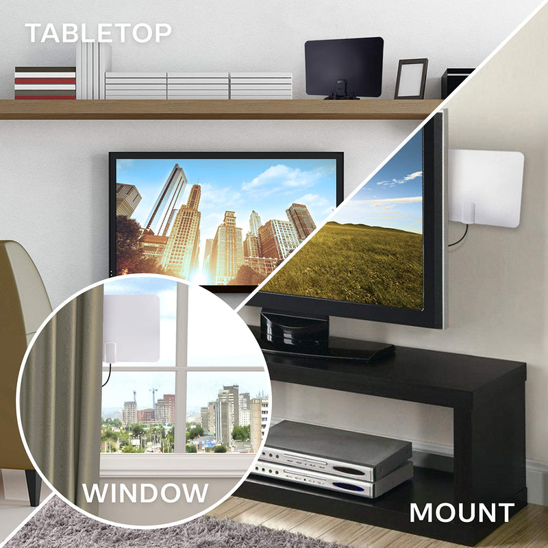 Philips Indoor Switch TV Antenna, Reversible Black White Finish, Perfect Home Decor, Long Range Digital HDTV Antenna, Smart TV Compatible, 4K 1080P VHF UHF, 10ft. Coaxial Cable Included, SDV2226N/27
