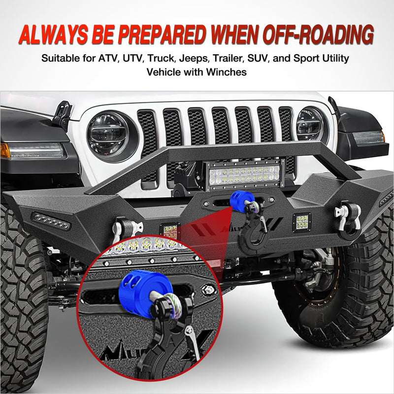 Nilight Winch Stopper for ATV UTV Truck SUV Winch Cable Hook Rubber Stopper Protect Towing Hook Synthetic Rope Winch Accessories Rope Line Saver with Stainless Steel Screws and Nuts Allen Wrenc, Blue 1 PCS