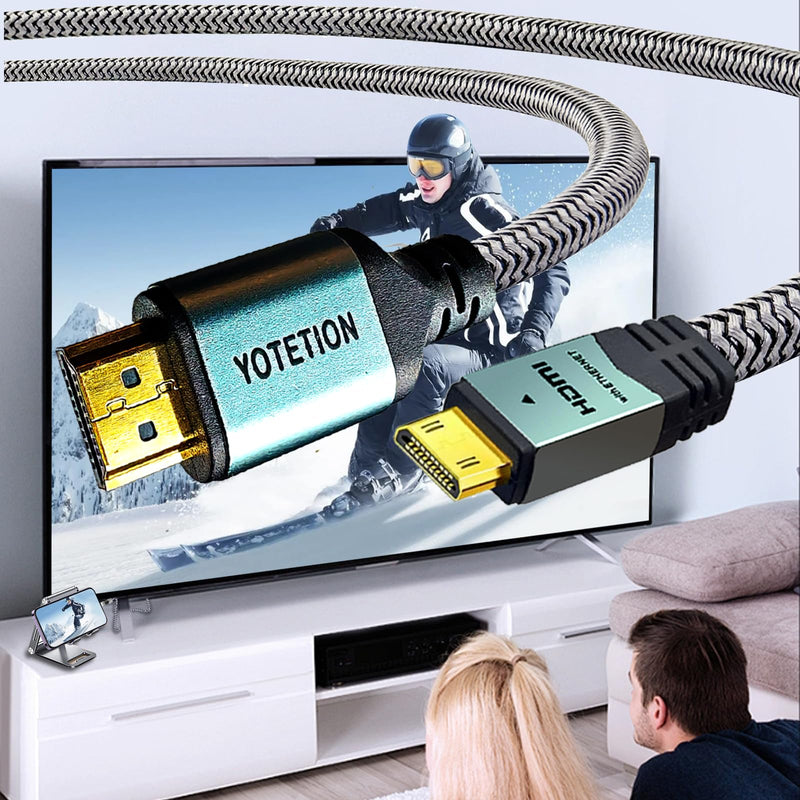 Mini HDMI to HDMI Cable 50FT, High-Speed HDMI to Mini HDMI Support 3D 4K/60Hz 1080p 720p Compatible with Camera, Camcorder, Tablet and Graphics/Video Card, Laptop, Raspberry Pi Zero W 50 feet