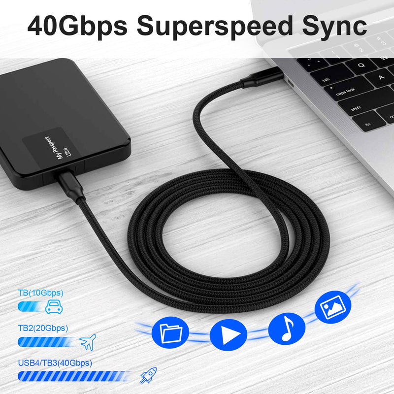 USB C to C Cable 6.6ft, 8K HD Display, 40 Gbps Data Transfer, 240W USB-C Charging Cable for Thunderbolt 3/4, MacBook Pro, Type-C Laptop, Hub, Docking, and More. Black