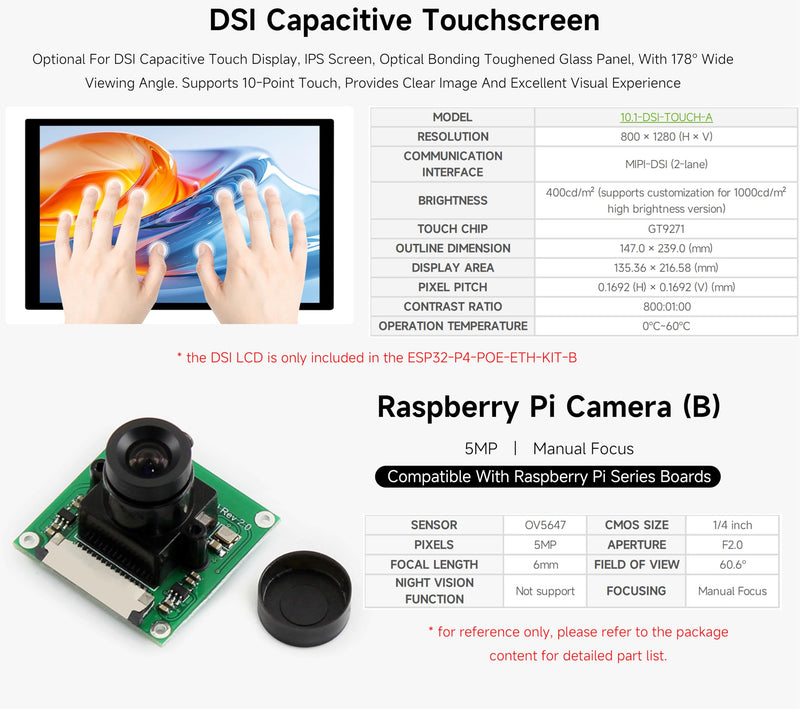 ESP32-P4-ETH Development Board, Based On ESP32-P4 with 100 Mbps RJ45 Ethernet Port, Rich Human-Machine Interfaces (Display/Camera/Speaker Header,etc.), Supports AI Speech Interaction