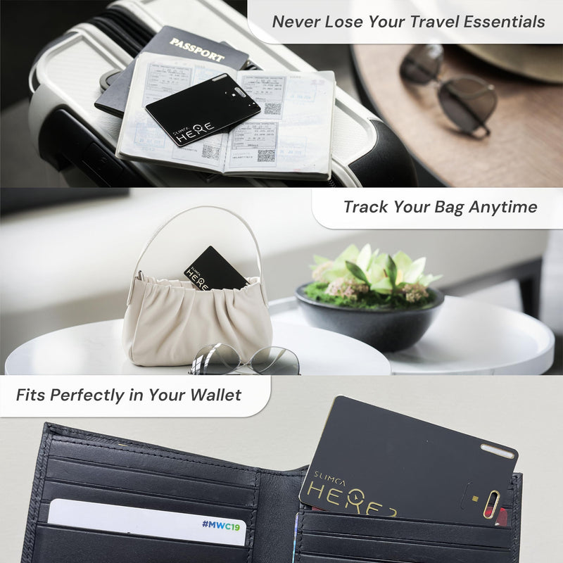 SLIMCA HERE 2 1.3mm USB-C Rechargeable Tracker Card, Compatible with Apple Find My and Android Devices, Wallet Passport Luggage Tracker, 80dB Alarm, Easy Switch