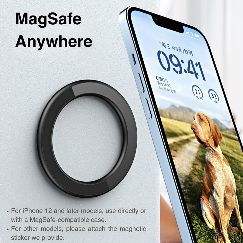 2-Pack Mag-Safe Wall Mount - Magnetic Hands-Free Shower Mirror & Phone Holder for iPhone 15/14/13/12 Series, Bathroom iphone Accessories (Black & White)