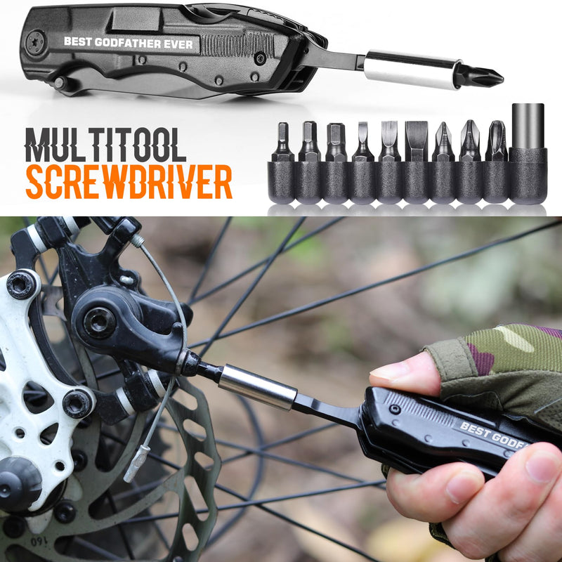 Godfather Gift, Multitool Knife, Godfather Proposal Gifts, Godfather’s Gifts from godchild, Christmas Practical Present, Gift for Camping, Hiking, Fishing, 20 in 1 Multitool GODFATHER GIFTS