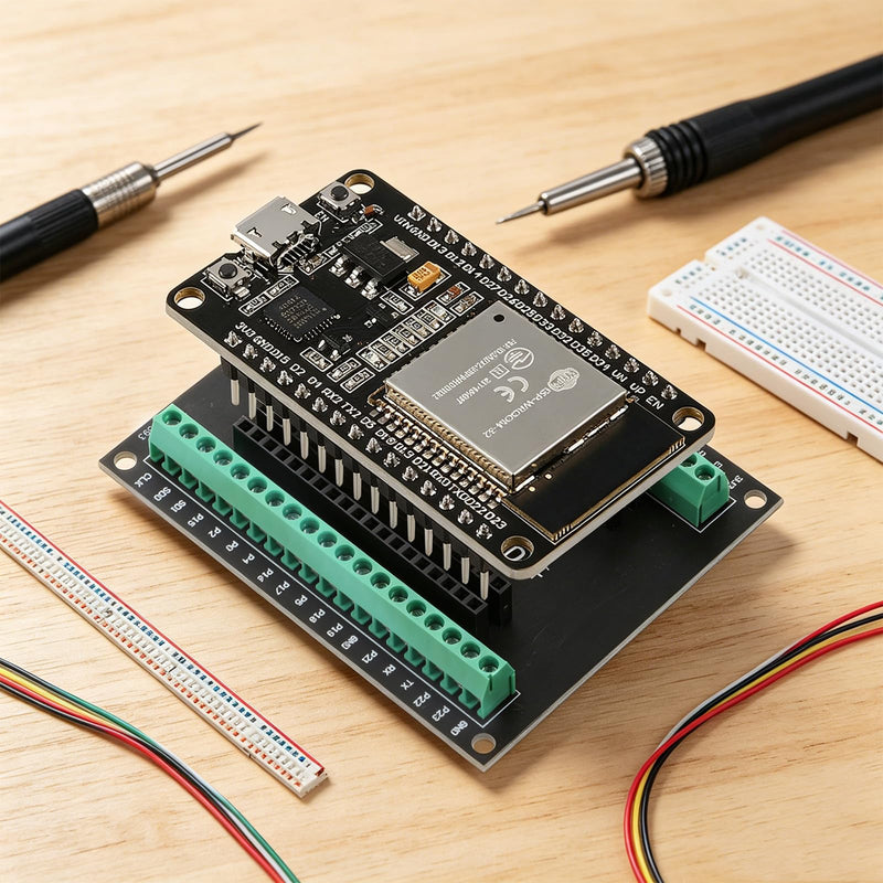 ESP32 Breakout Board GPIO 1 into 2 Compatible with 30 Pins ESP32 | 2PCS SP-WROOM-32 Development Board 2.4 GHz Dual Core WLAN WiFi+Bluetooth 2-in-1 Microcontroller ESP-WROOM-32 Chip
