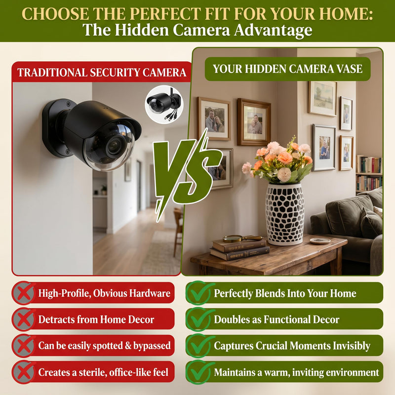 Camera Mount Cover Compatible with Ring Indoor Cam 1st 2nd Gen Vase | Hidden security disguise; Faux flowers included; Advanced engineering polymer; Built-in cord management