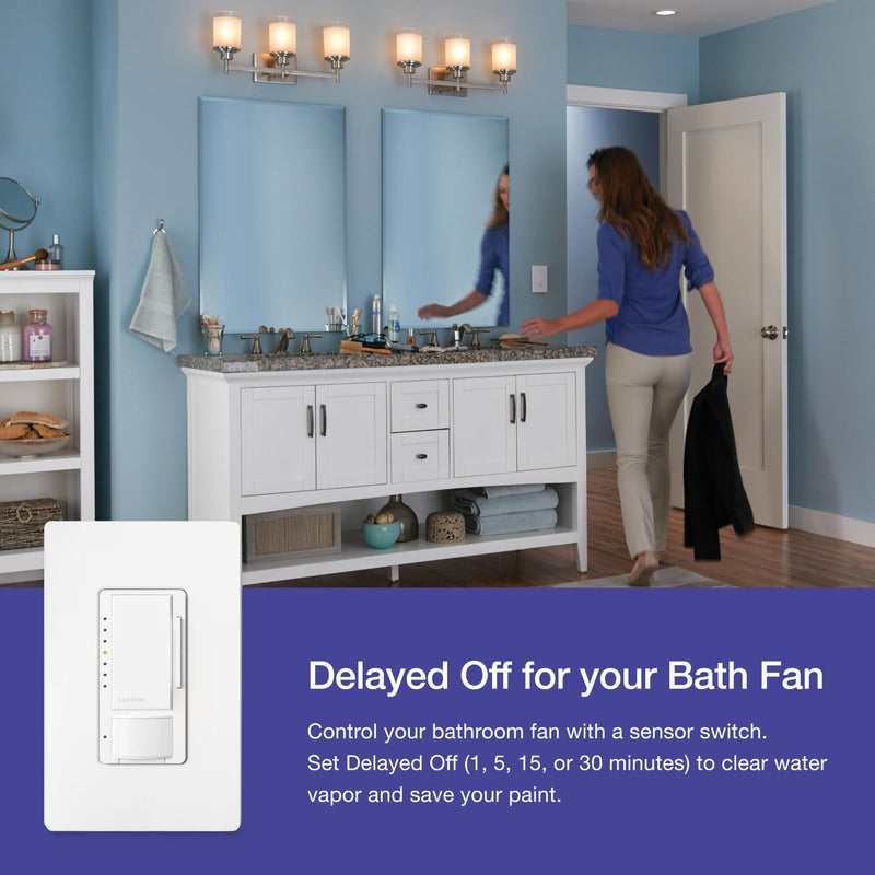 Lutron Maestro Motion Sensor Dimmer Switch for Bathroom, Garage, Laundry Room, and Closet, Occupancy and Vacancy Sensor, Single-Pole/Multi-Location, No Neutral Req, MSCL-OP153M-BR, Brown 1 Pack
