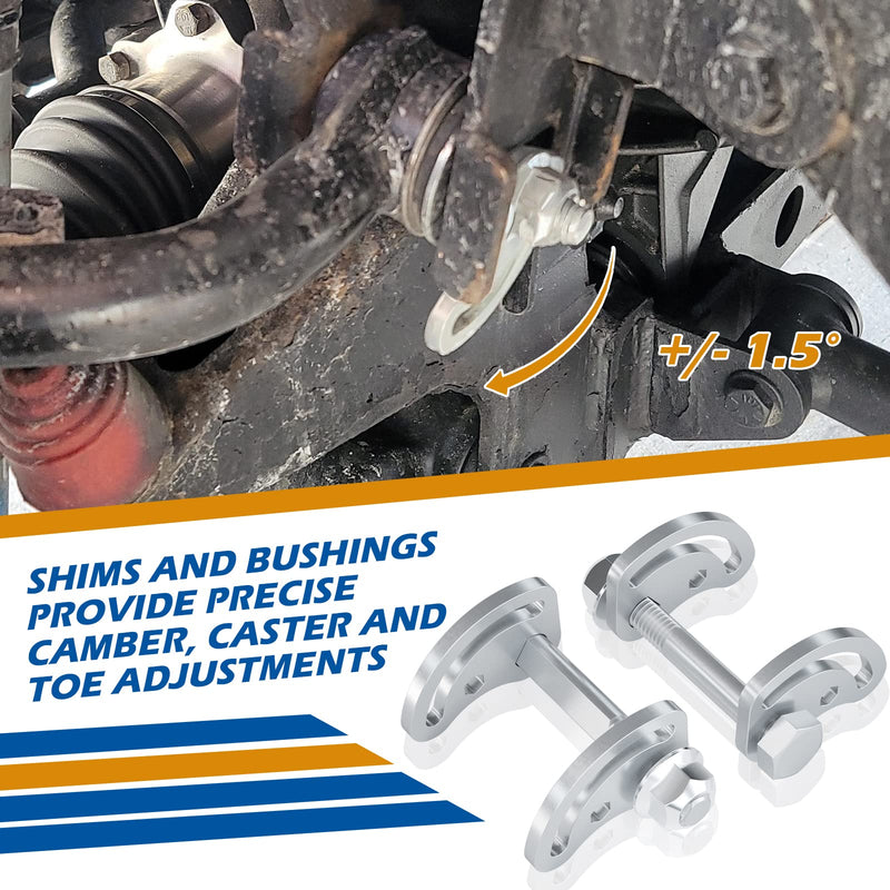 Camber Bolts Kit for Chevy Silverado GMC Sierra 1500 2500, Upper Control Arm Cam Bolts for Yukon Express 1500 2500 Hummer H2 H3, Alignment Camber Caster Adjusting Bolt ±1.5 Degree, 2PCS