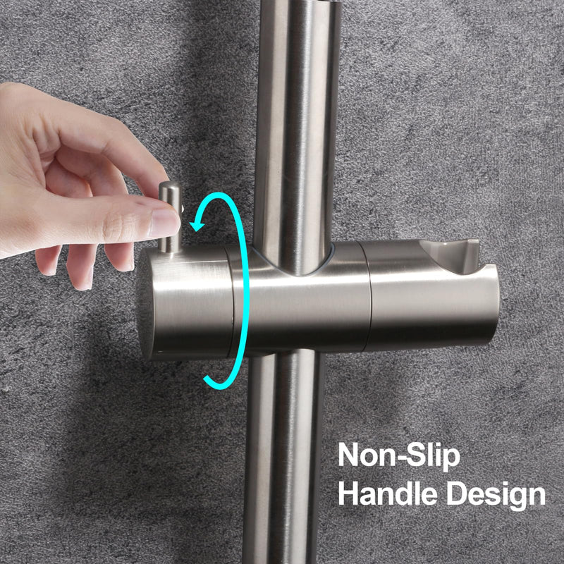 24 Inch Shower Slide Bar with Adjustable Shower Holder Wall Mount Sliding Bar Stainless Steel Wall Mounted Shower Slide Bar with Adjustable Shower Head Holder, Brushed Nickel