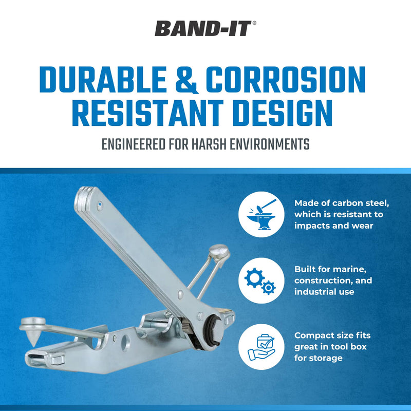 Band-IT S03869 Center Punch Tool - for 3/8 Inch and 5/8 Inch Clamps, Center Punch for Metal, Hose Banding Tool, Band Clamp Installer, Metal Ratchet Tensioner for Stainless Steel and Galvanized Bands