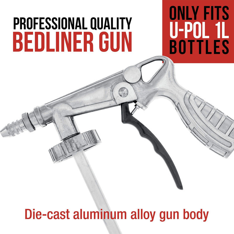 Custom Coat Professional Quality Bedliner Application Gun with Regulator - Fits 1 Liter U-Pol Raptor Bottles
