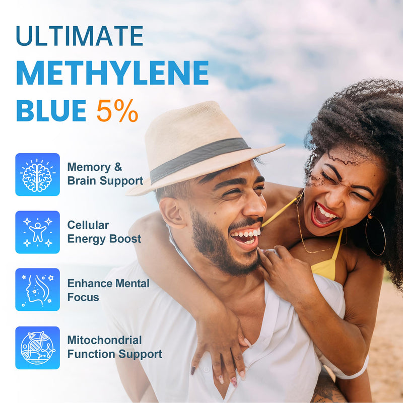 Methylene Blue Pharmaceutical Grade 4.06 fl oz (120 mL), 99% Purity Supplement for Humans, Formaldehyde-Free, Alcohol-Free, Glass Bottle