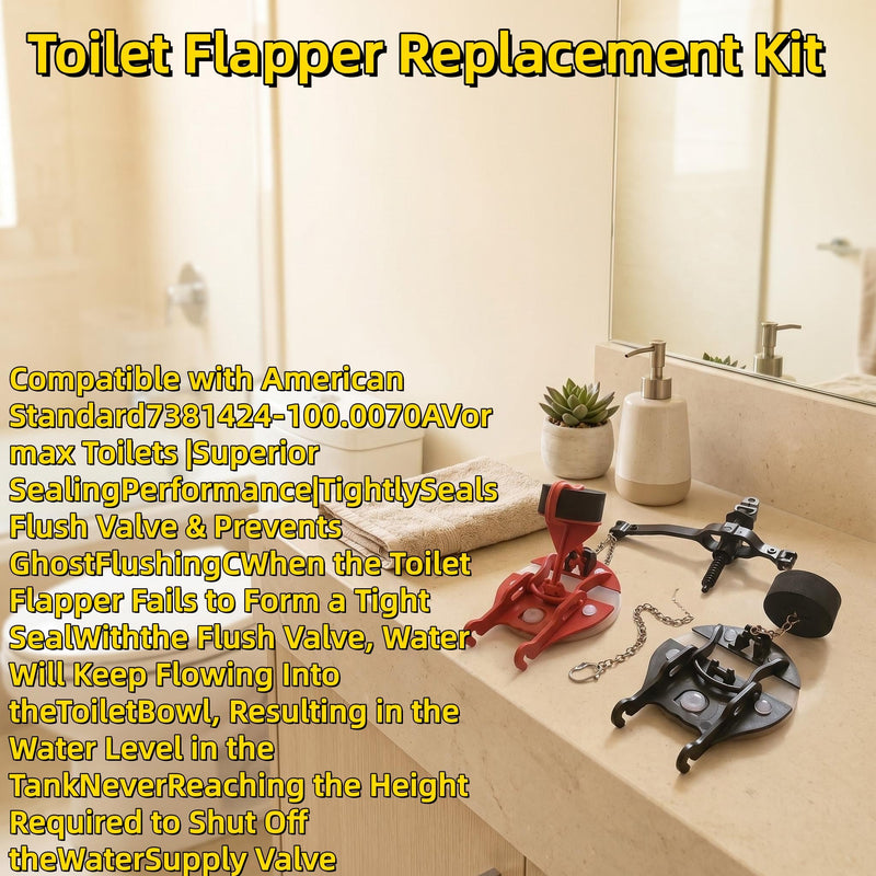 American Standard Toilet Flapper Replacement Kit 7381657-200.0070A | For Vormax Toilet 4270A, 4370A, 4570A, Dual Flappers, Silicone Seals, Metal Chain & Teeter Bar