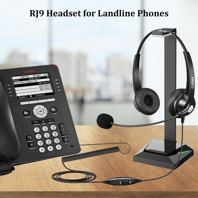 Callez Telephone Headset for Grandstream Avaya Panasonic Snom Ooma Phones | RJ9 Phone Headset with Noise Cancelling Mic, Volume Controls, Work for Grandstream GXP2135 2170 Avaya 1608 1616 Office Phones Silver
