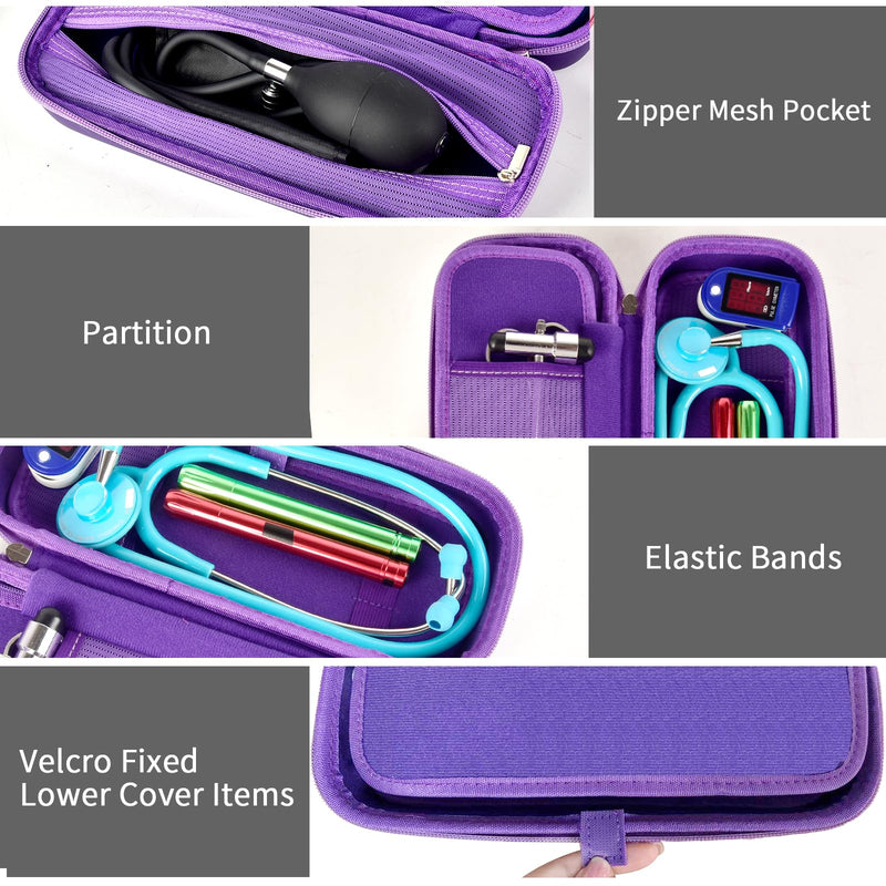 Stethoscope Case Compatible with 3M Littmann Classic III/for MDF Instruments/for Paramed/for FriCARE Monitoring Stethoscope, Extra Room for Doctor & Nurse Accessories-Purple Purple