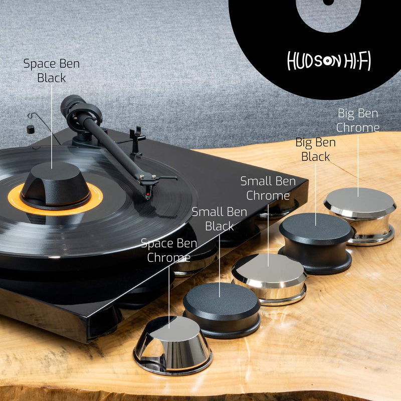 Hudson Hi-Fi SmallBen Record Weight Stabilizer with Protective Leather Pad - 9-Ounce Vinyl Turntable Weight - Durable & Stylish LP Stabilizer - Fits Any Turntable - Black Matte SMALLBEN_BLACK
