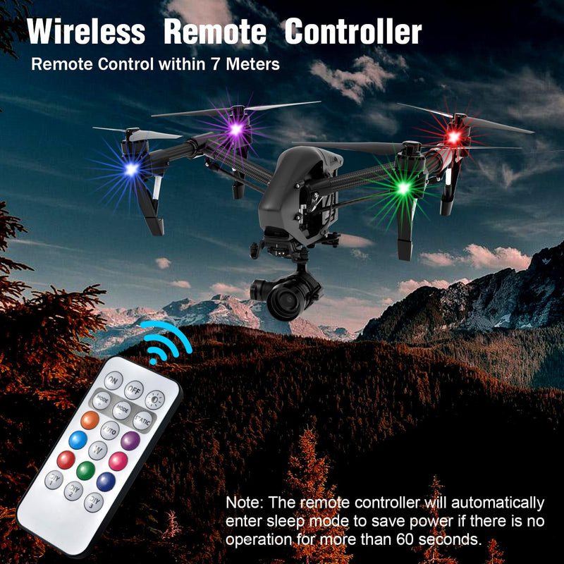 4PCS Wireless LED Strobe Lights with Remote Control, 8 Colors Rechargeable Led Lights Anti-Collision LED Emergency Warning Lights for Car Motorcycle Bike Drone Aircraft 4pcs