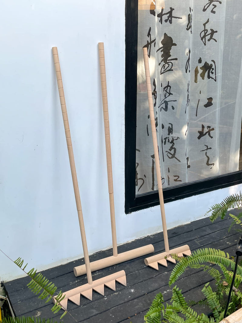 Outdoor Zen Garden Rake Large - Japanese Rock Sand Garden Rake Tool - 48" Long 5 Tine Solid Oak - DIY Stress Relief Gifts for Adult