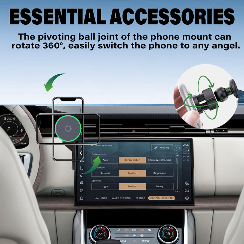 Car Phone Holder for 2023-2025 Land Rover Range Rover/Sport Accessories | 13.1-in Screen Clip-On MagSafe 15W Fast Wireless Charger Cell Phone Mount, 3D Fit Navigation 360° Rotatable Cradle Magsafe+ Wireless Charger