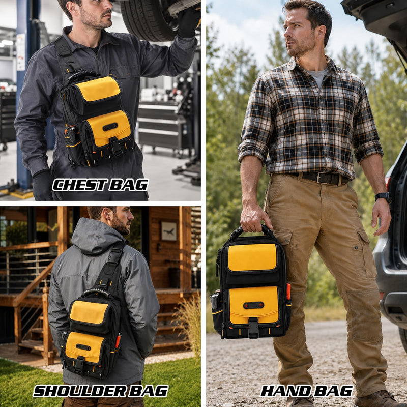 Mosthink Portable Small Tool Bag, Men Heavy Duty Tool Pouch, Waterproof HVAC Toolbag Mini Carry Tool Bags for Technician DIY Daily Use (Yellow) Yellow
