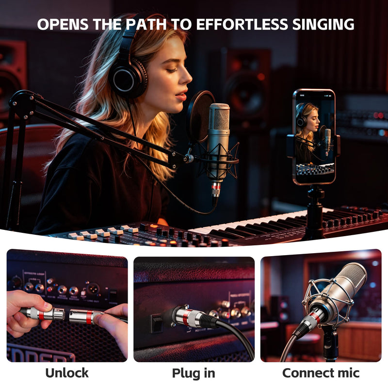 XLR Cables 3FT 6FT 10FT 15FT 25FT 50FT 100FT, Shielded Microphone Cable | All Copper Conductors Mic Cord for Studio Recording, Live Sound & Performance, Home Karaoke and Podcasting- 1.5ft