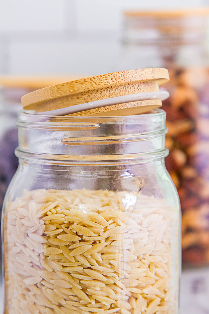 Bamboo Wooden Mason Jar Lids Regular Mouth, ECO friendly - Fits Standard Size Mason, Ball and Glass Canning Jars - Set of 8 (Pack of 2) Set of 8 (Pack of 2)