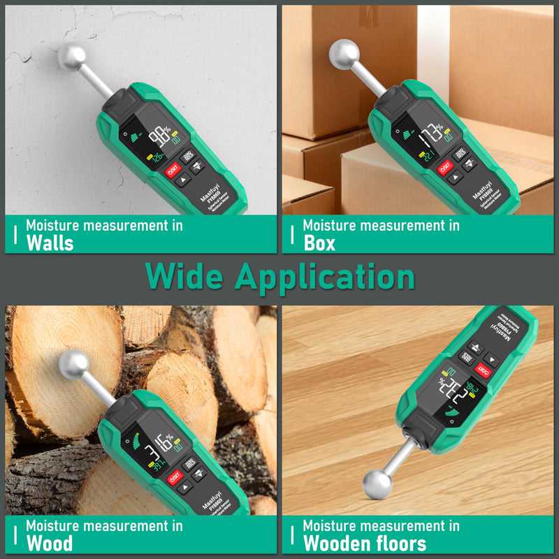 Pinless Wood Moisture Meter,Non-Destructive Depth 5-40mm for Wood & Walls | Digital Moisture Detector Built-in Flashlight for Concrete, Floors Piness