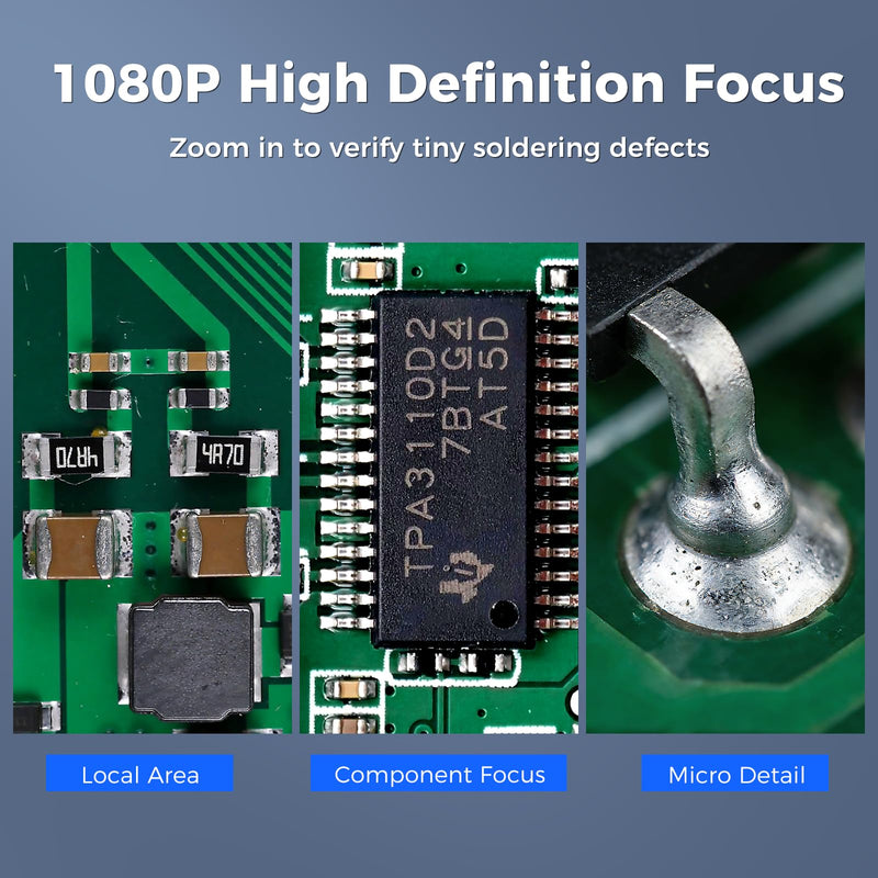 7" LCD Digital Soldering Microscope with Remote and Side Lights | For soldering and PCB inspection. 7" screen, remote and 2 side lights help reduce shake and shadows.