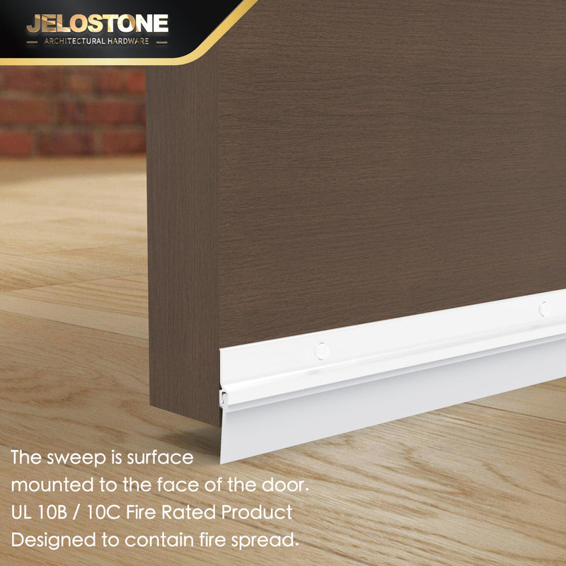 2 Pack - 48'' Commercial Door Bottom Sweep (White Powder Coated), Heavy Duty Aluminum, Fire Rated, Vinyl Insert, JS-NV307, Ideal for Residential & Commercial Use 48'' White Powder Coated