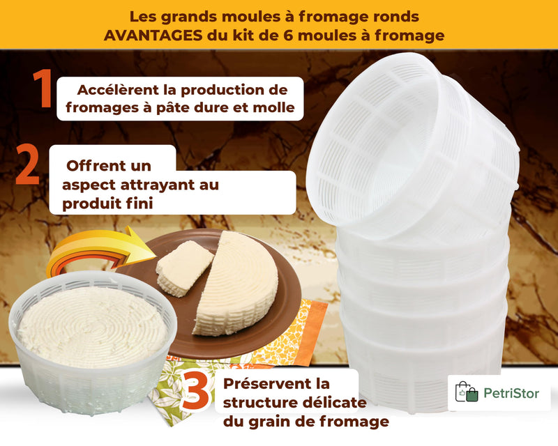 6 Pcs Soft Cheese Mold for Cheese Making 2.55QT - Cheese Making Mold - Cream Cheese Form Mold - Homemade Cheese Making Supplies - Molde Para Queso Fresco Casero - Feta Ricotta Cheese Making Basket