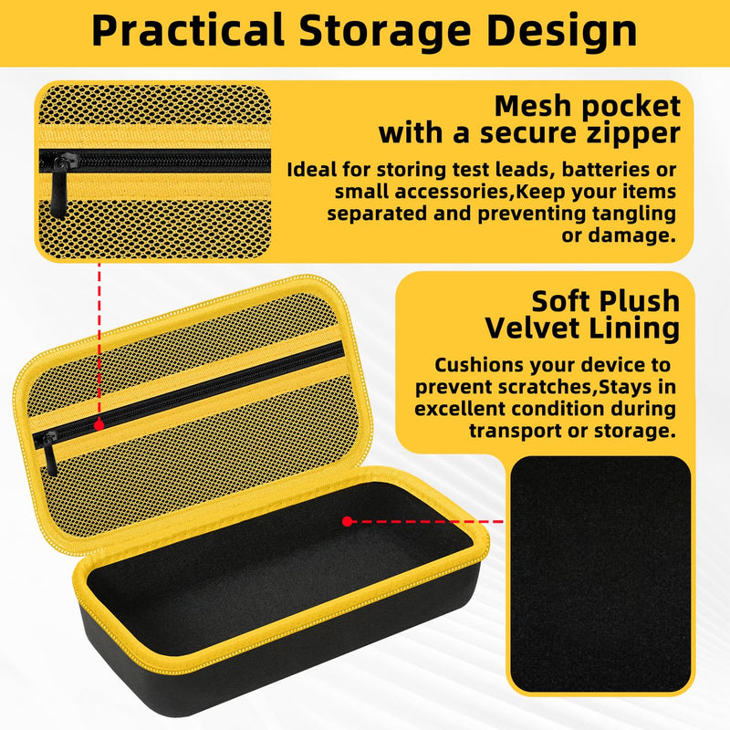 Carrying Case for Fluke 15B+/17B+/Fluke 101/117/115/116/114/113/177/179/233/106/107 Multimeter Testers and Accessories, Multimeter Storage Bag Organizer Box -Black (Case Only) Black