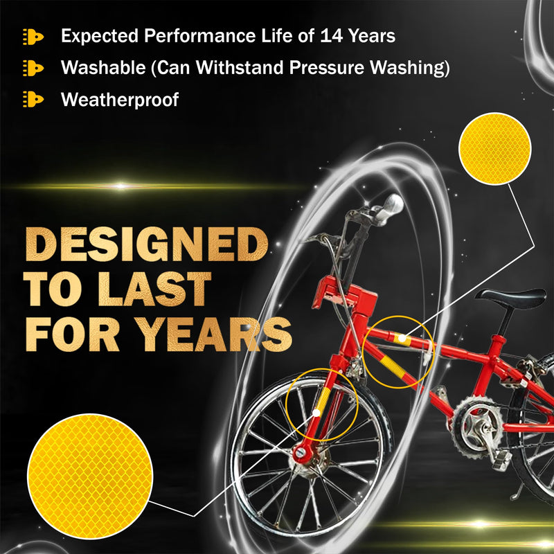 Made from 4083 Diamond Grade Reflective Tape Outdoor high Visibility Strips Safety Waterproof Conspicuity Strong Adhesive Vehicle Trailer car Trucks Bikes (Flu yellow, 0.8inch/20mm x 16.4feet/5m) Flu yellow, 0.8inch/20mm x 33feet/10m
