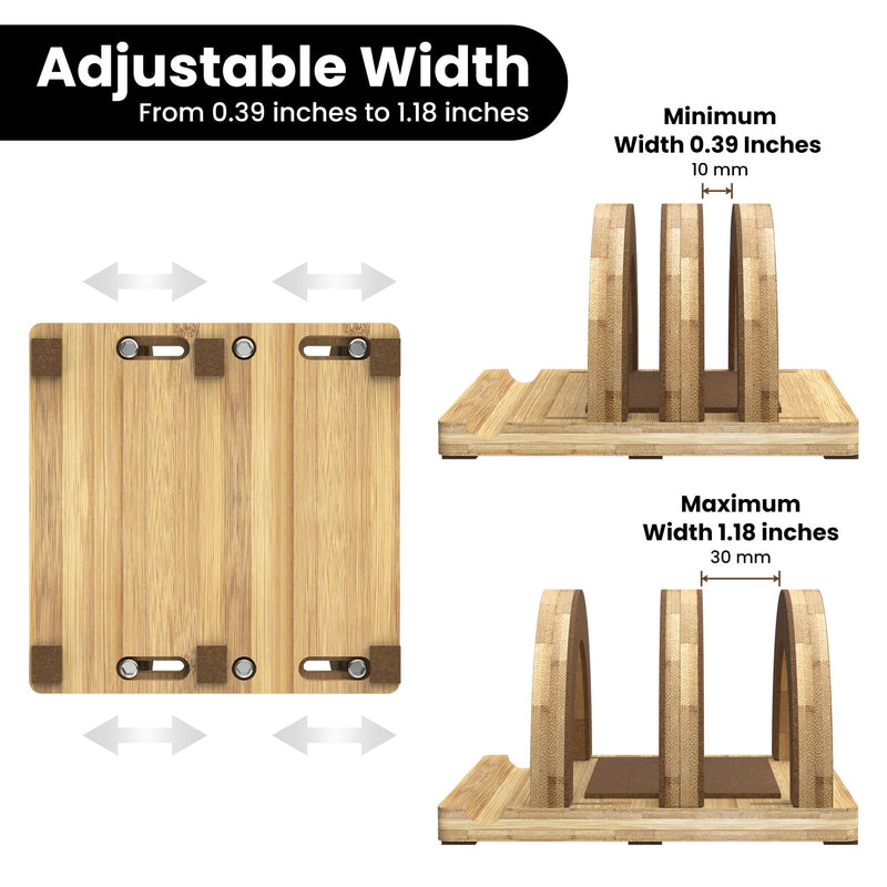 Kothar Premium Wood Vertical Laptop Stand - Adjustable Dual Slot Bamboo Holder for MacBook, Dell, HP, and More | Space-Saving Desktop Organizer | Eco-Friendly, Sleek & Durable Design Natural