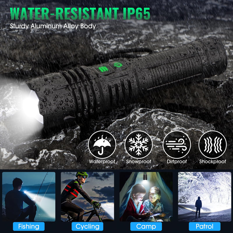 AdamStar UV&High Lumens Flashlight Rechargeable, 2-in-1 Powerful Blacklight LED Flashlight Tactical 6 Modes Super Bright Waterproof Zoomable Detector for Pet Urine Curing Resin Camping 1 Pack