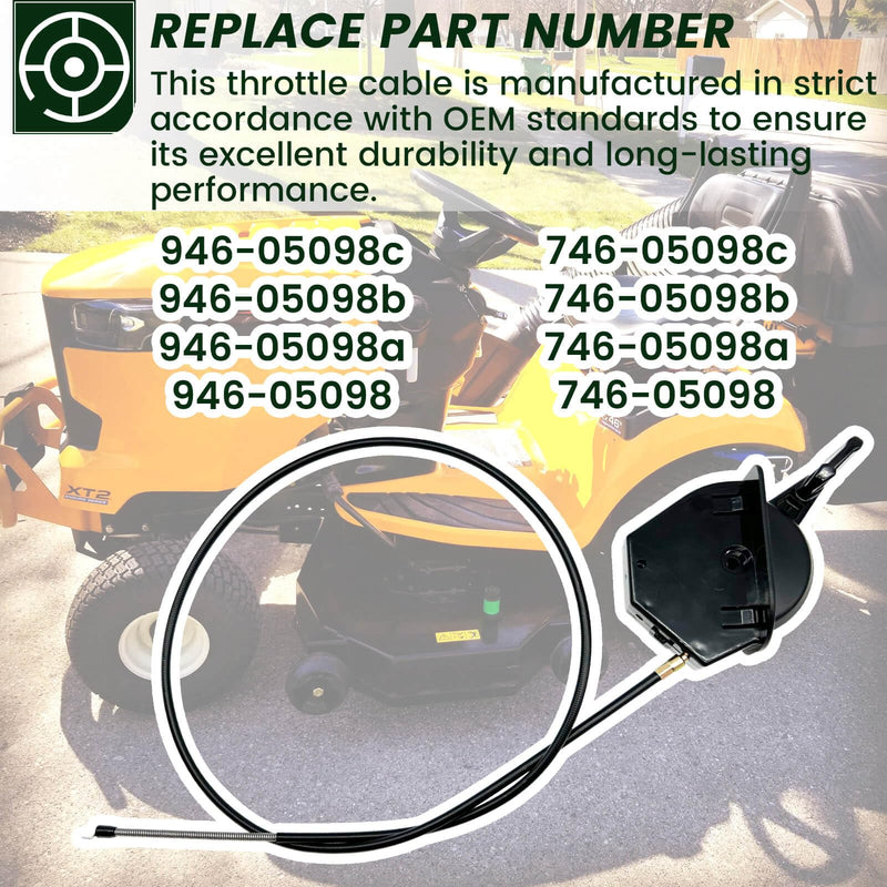 Upgraded 946-05098c Throttle Choke Cable Fit for Cub Cadet Craftsman MTD Lawn Tractor Throttle Cable Assembly XT1-LT46 LT50 GT54 XT2-LX46 ST54 LT54 GX54 Replace 946-05098a 946-05098b 746-05098a