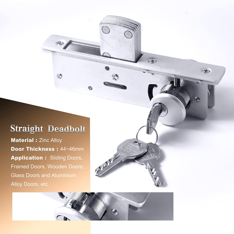 Cylinder Deadbolt Mortise Lock - Commercial Storefront Door Lock Double Keyed Cylinder 1-1/8" Backset Straight Deadbolt for Storefront Entry Doors 1-1/8" straight deadbolt