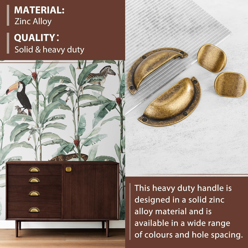 6 Pack Antique Brass zinc Alloy Solid Cabinet Knobs,Vintage Brass Single Hole Drawer Square knob Handles for Cabinets and Dresser Drawers Rustic 6 Pack