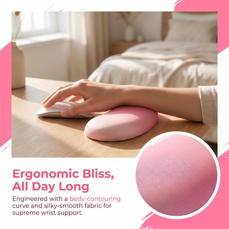 Pink Mouse Wrist Rest, Ergonomic Memory Foam Wrist Support | Non-slip base and soft memory foam provide lasting comfort for work, study, gaming, and everyday computer use.