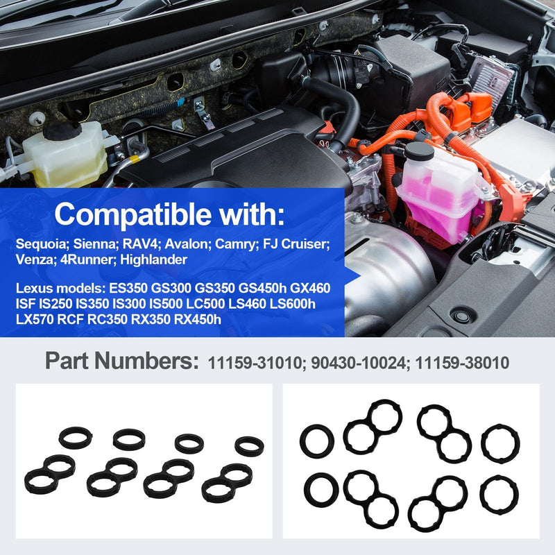 Camshaft Bearing Cap Hole Gasket Compatible with Sequoia Sienna RAV4 Avalon Camry FJ Cruiser Venza 4Runner Highlander Part Numbers 11159-31010 90430-10024 11159-38010