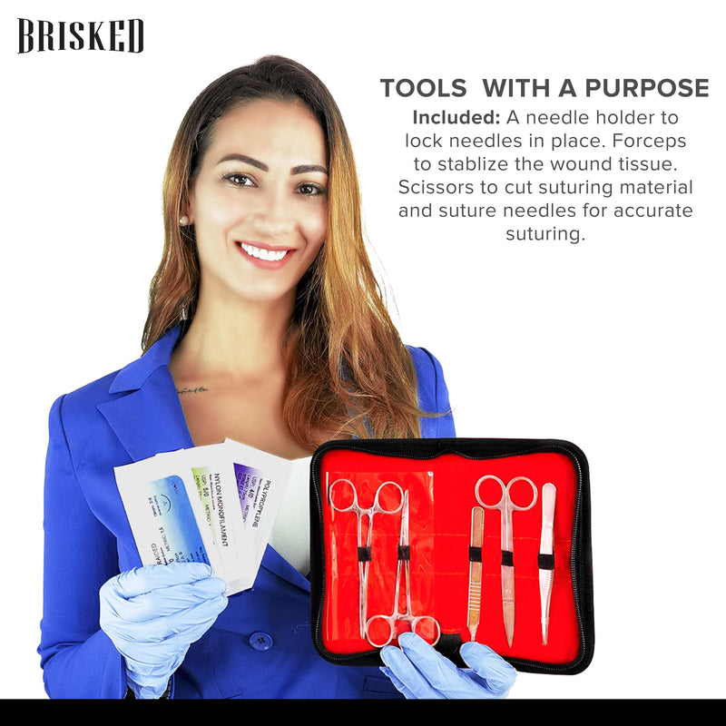Suture Practice Kit for Medical Students Education | Practice Threads and Needle. Pad with Stitches, Pre-Cut Wounds for Training