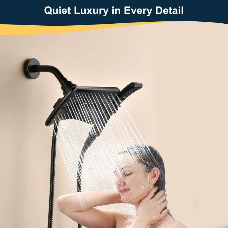 BRIGHT SHOWERS Shower Arm with Flange, Solid Brass 6 Inch Wall Mount Shower Head Extension, Extra Thick All Metal Shower Pipe Arm and Shower Neck Replacement, Matte Black Basic 6 Inch