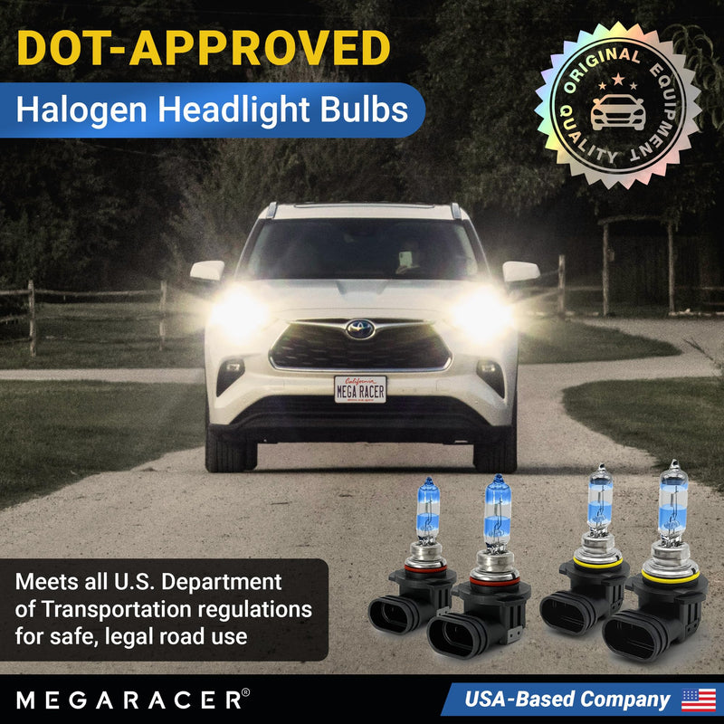 Premium OEM 9005 9006 Halogen Headlight Bulbs Combo (4 Bulbs) - Street-Legal & DOT Compliant for On-Road Use, Automotive Car Light Replacement, 12V 65/55W, High & Low Beam, Plug & Play - Made in Korea 9006+9005 (Low & High Beam)